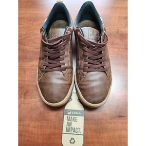 SAOLA Men's Cannon Waterproof Chocolate Brown Vegan Leather Shoes Sz 9 NWOT